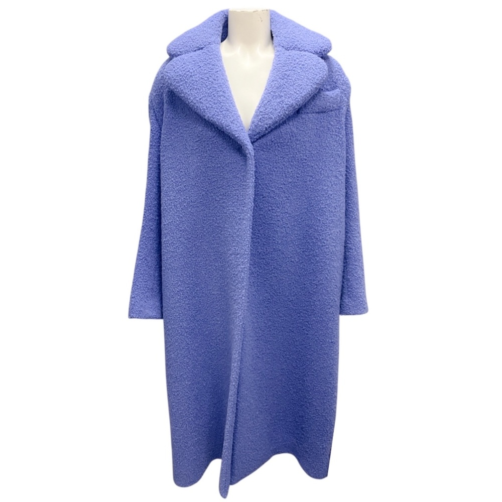 MAISON RABIH KAYROUZ PURPLE OVERSIZED MID LENGTH BOUCLE WOOL COAT